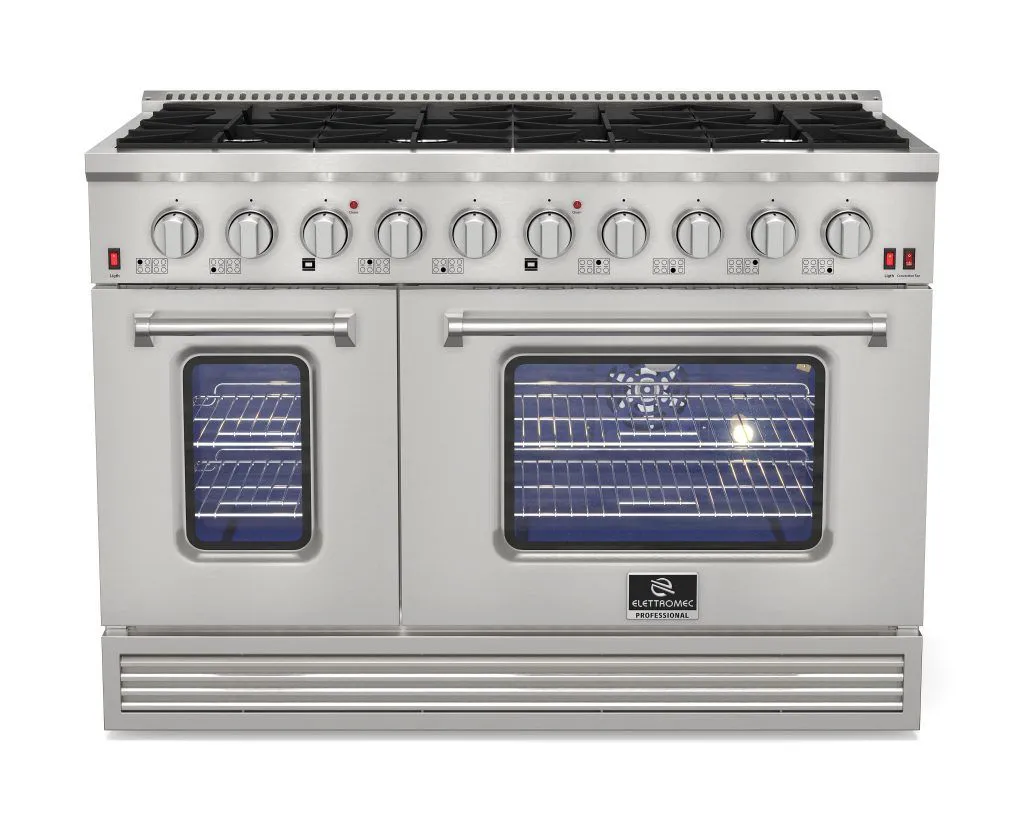 Fogão Elettromec Professional de 48 polegadas, em inox