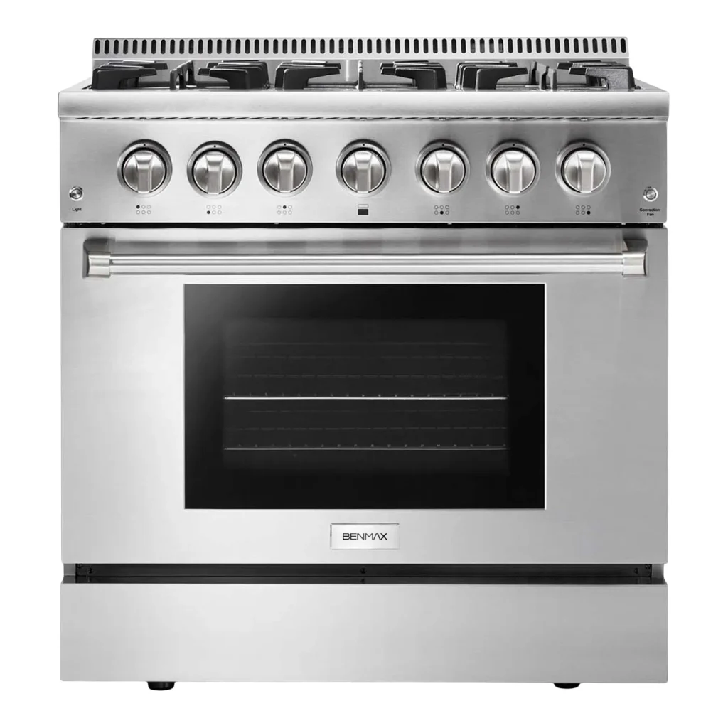 Fogão Benmax de 6 bocas e 92 cm, em inox