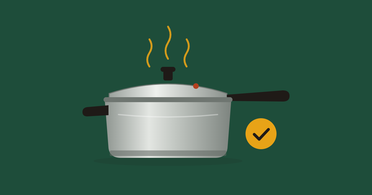 Melhor panela de pressão: ilustração de panela de pressão de inox com vapor